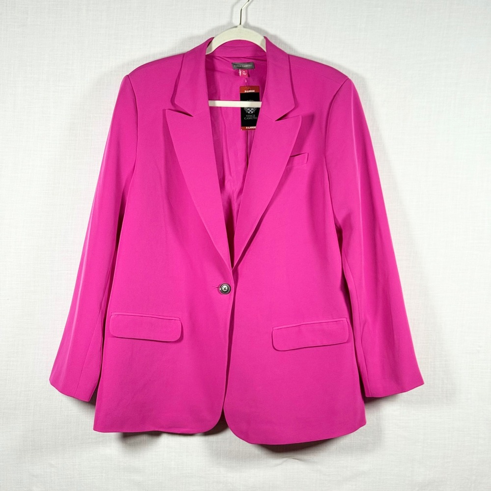 Vince Camuto Women's XL Hot Pink Fuchsia Single Button Blazer Stretch NWT - Picture 3 of 11